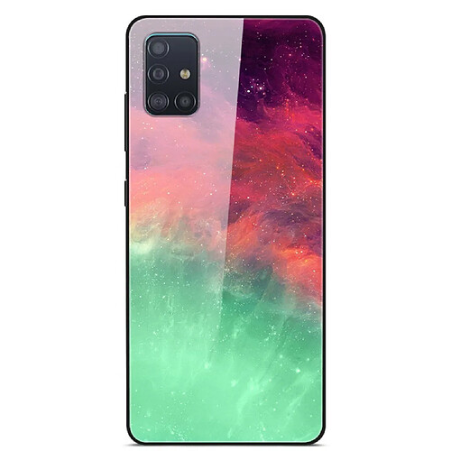 Coque en TPU hybride de verre d'impression de modèle vert/rouge pour votre Samsung Galaxy A71