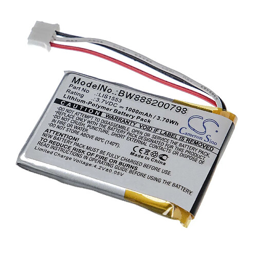 vhbw Batterie remplacement pour Sony LIS1553, LIS1553(SY6) pour casque audio, écouteurs sans fil (1000mAh, 3,7V, Li-polymère)