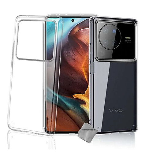 Htdmobiles Coque pour Vivo X80 Pro 5G - housse etui silicone gel fine + film ecran - TRANSPARENT TPU