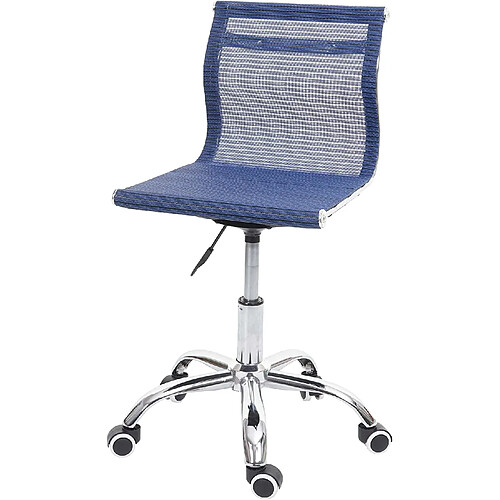 Decoshop26 Chaise de bureau pivotante sans accoudoirs revêtement en maille tissu/textile bleu BUR04110