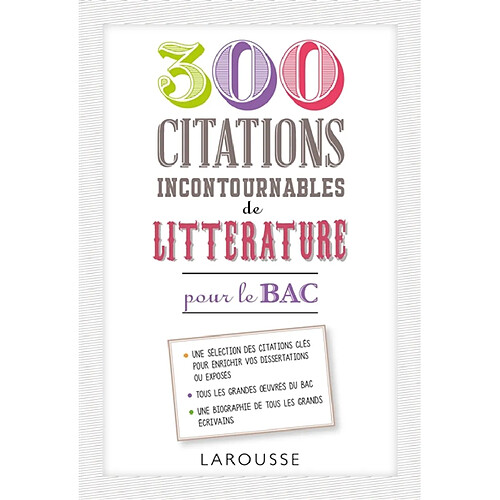 500 citations incontournables de littérature pour le bac · Occasion