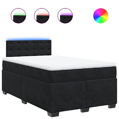 Vidaxl Sommier à lattes de lit avec matelas Noir 120x200 cm Velours