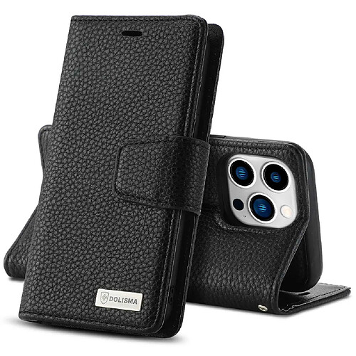 Etui en PU texture litchi, magnétique avec support pour votre iPhone 14 Pro Max - noir