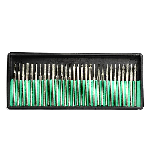 30pcs Diamond Point Burr Bits Drill Head Tip Meulage 3.0mm Shanks