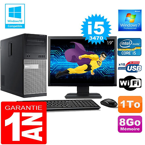 PC Tour DELL 7010 Core I5-3470 Ram 8Go Disque 1 To Wifi W7 Ecran 19" · Occasion