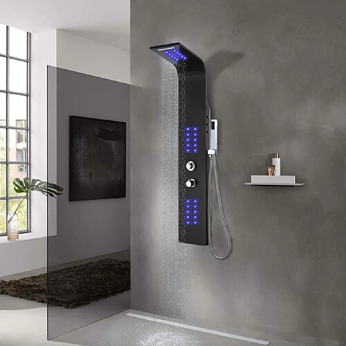 vidaXL Panneau de douche aluminium 20x44x130 cm noir