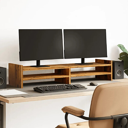 vidaXL Support de moniteur vieux bois 100x27x20 cm bois d'ingénierie