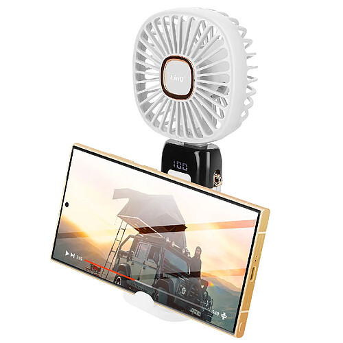 LinQ Mini Ventilateur Portable Réglable 90° Affichage LED Design carré Blanc