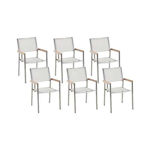 Beliani Lot de 6 chaises GROSSETO Empilable Acier inox Blanc