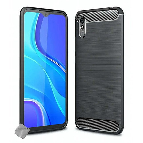 Htdmobiles Coque silicone gel carbone pour Xiaomi Redmi 9A + film ecran - NOIR