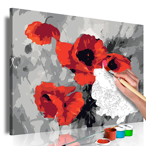 Decoshop26 Tableau à peindre soi-même peinture par numéros motif Bouquet de coquelicots 60x40 cm TPN110022