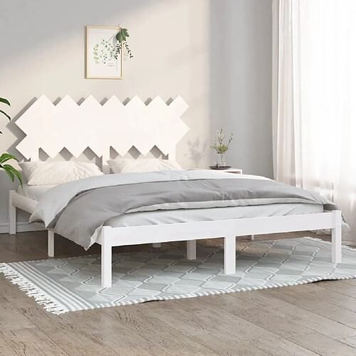 vidaXL Cadre de lit sans matelas blanc 150x200 cm bois massif