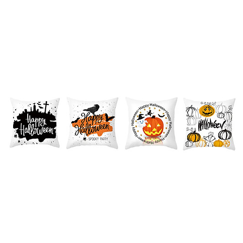 P110 4pcs 45 * 45cm Halloween Motif Pumpkin Modèle Taie d'oreiller Maison de vacances Décoration Taie d'oreiller Sofa Coussin Coussin