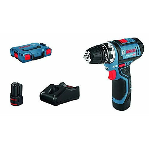 Bosch 12V System perceuse-visseuse sans-fil GSR 12V-15 FC (avec 2 batteries 2,0 Ah, chargeur rapide GAL 12V-40, mandrin de perceuse GFA 12-B, dans L-BOXX)