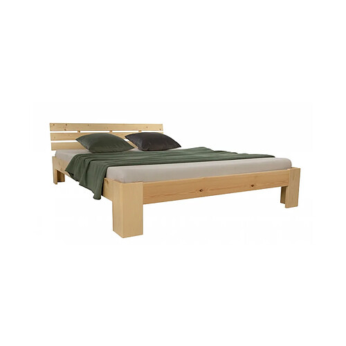 Homestyle4U Lit double en bois futon 180x200 bois naturel