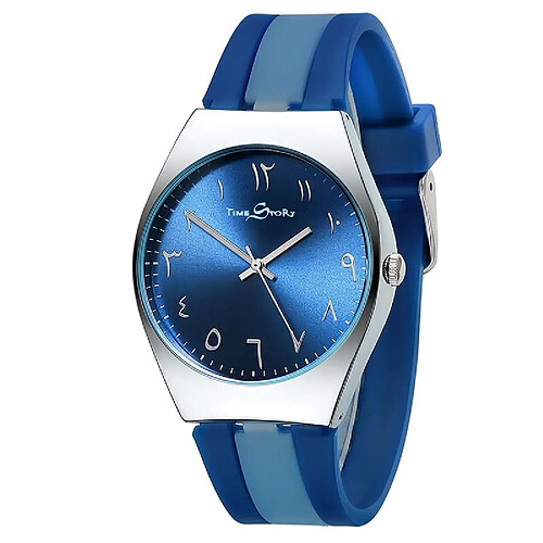 Universal Montre antihoraire Montre à quartz pour hommes et femmes Design résistant à l'échelle Bracelet en silicone Simple Couple Watch | Montre numérique (bleu)