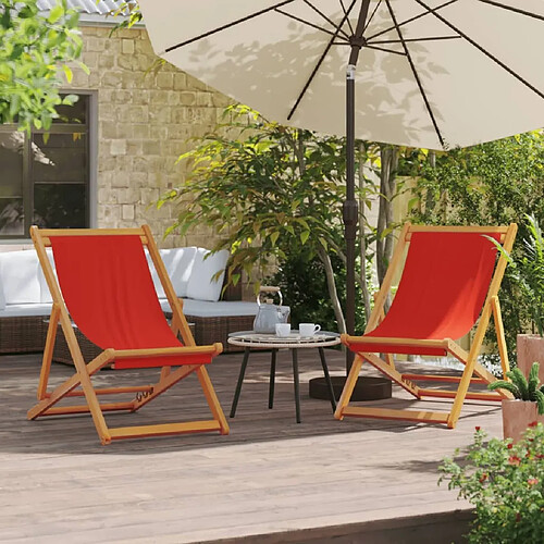 Maison Chic Lot de 2 Chaises de plage pliables | Chaises Relax d'extérieur rouge tissu -GKD20509