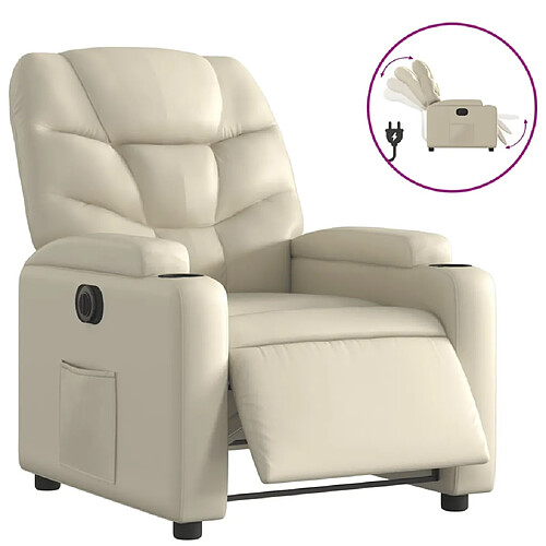 Maison Chic Fauteuil Relax pour salon, Fauteuil inclinable électrique Crème Similicuir -GKD81543