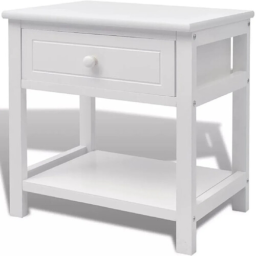 Helloshop26 Table de nuit chevet commode armoire meuble chambre bois blanc 1402093