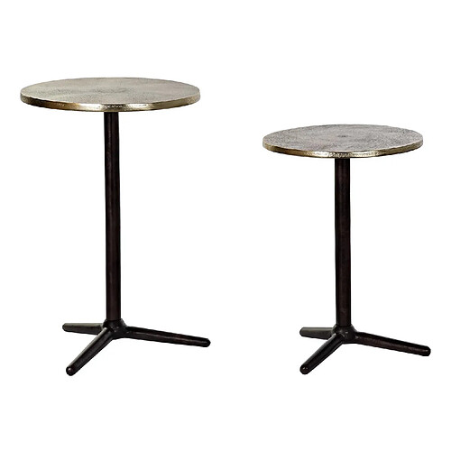 Pegane Set de 2 tables d'appoints en aluminium coloris doré, noir