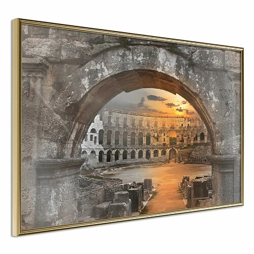 Paris Prix Affiche Murale Encadrée Sunset in the Ancient City 60 x 40 cm Or