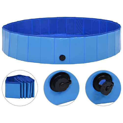 vidaXL Piscine pliable pour chiens Bleu 160x30 cm PVC