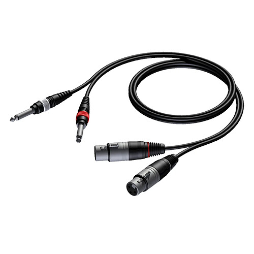 PRO CAB - CAB707/1.5 - Cable 1.5 M - 2 XLR Femelle 2 Jack Mâle