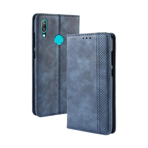 Wewoo Housse Coque Étui en cuir à boucle magnétique avec texture rétro à pour Hu(2019) / Prime (2019), porte-cartes et logement pour cartes (bleu)