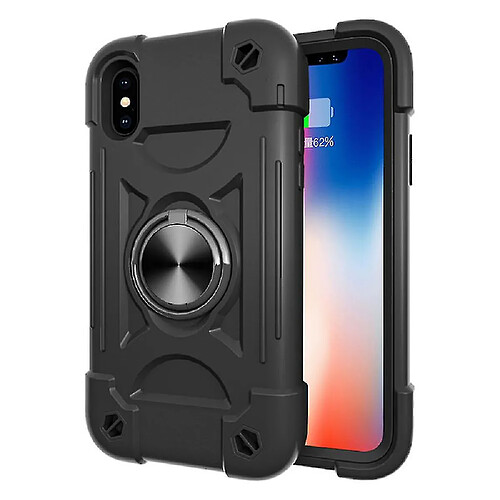 Universal Associable YH pour l'iPhone X / XS / 5.8 Shell de téléphone mobile, coque de support de rotation de couleur de contraste, couvercle de protection tout compris tout compris (noir)