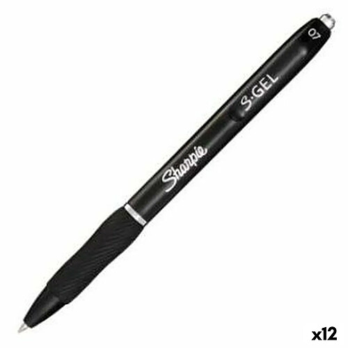 Stylo gel Sharpie S-Gel Rétractile Noir 0,7 mm (12 Unités)