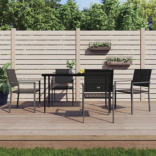 vidaXL Chaises de jardin lot de 4 noir 54x62,5x89 cm résine tressée