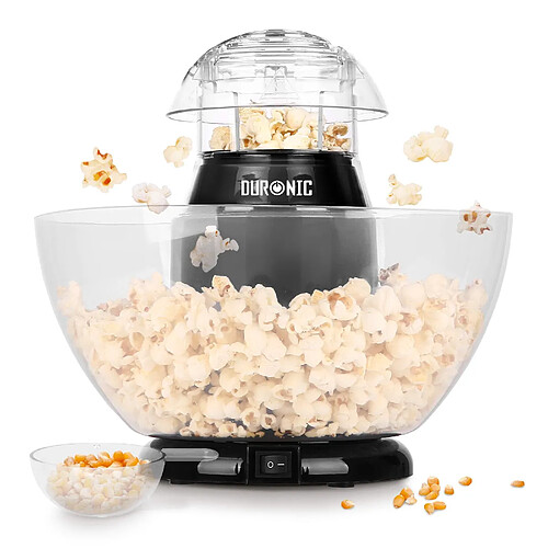 Duronic POP50 BK Appareil à Popcorn - Capacité de 50 gr avec bol démontable - Cuisson électrique à air chaud de mais soufflé sans huile - Faible en calories