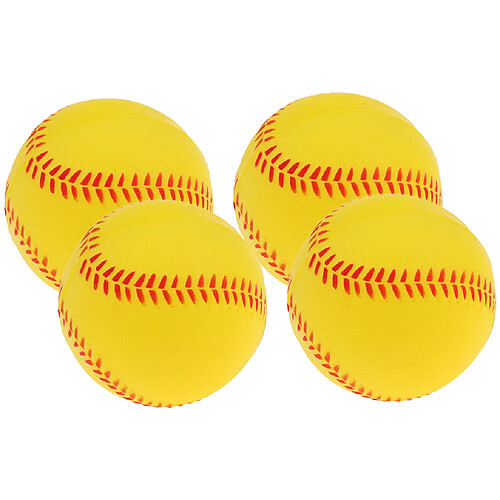 4x Sécurité Entraînement De Baseball PU Balle De Balle Molle Sport équipe Jeu Jaune