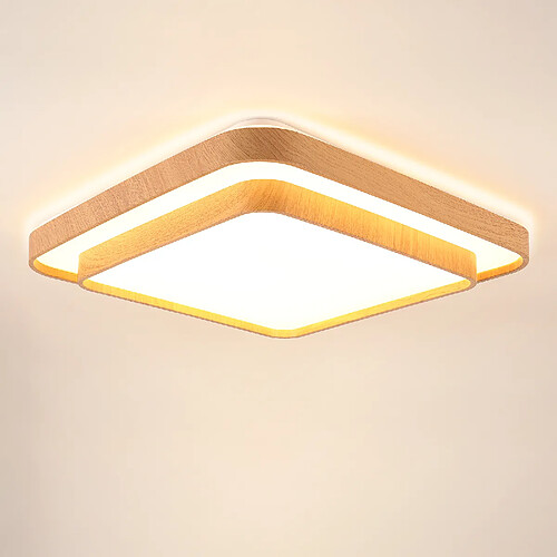 Stoex Plafonnier Carré en Bois LED