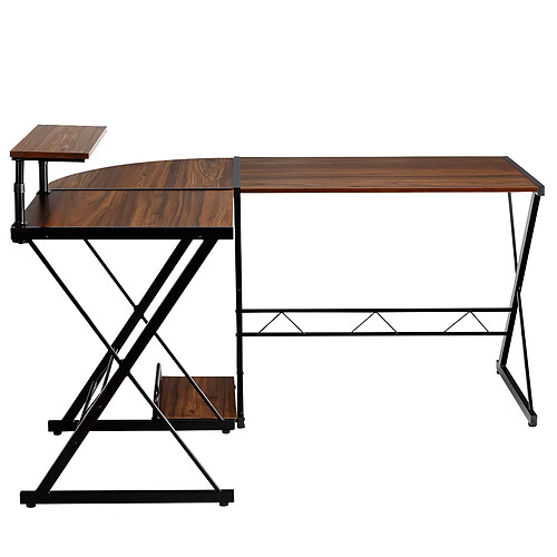 Helloshop26 Bureau d'angle en forme l détachable avec support pour moniteur 147 x 112 x 79 cm noyer 20_0004821