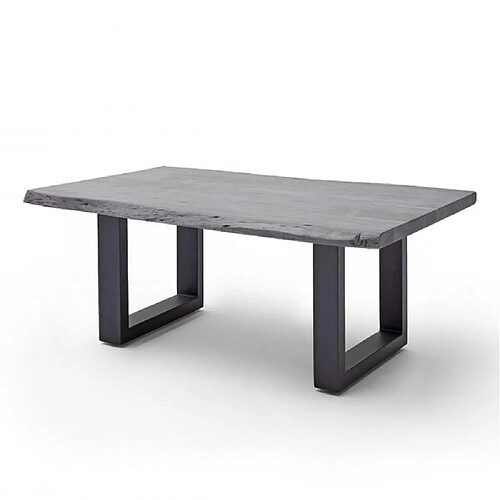 Inside 75 Table basse CLAREN plateau 110 en acacia laqué gris piétement U laqué anthracite