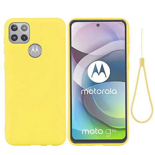 Coque en silicone souple avec sangle jaune pour votre Motorola Moto G 5G