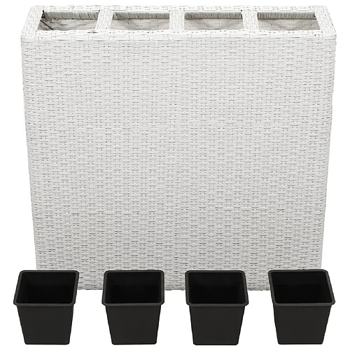 Maison Chic Jardinière,Lit surélevé de jardin - Bac à fleurs - pot de fleur avec 4 pots Résine tressée Blanc -GKD58183