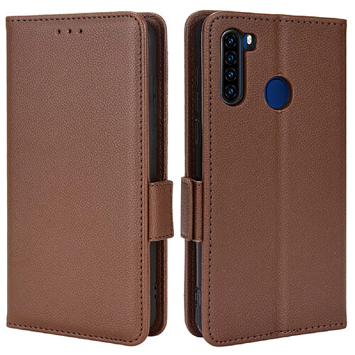 Etui en PU texture litchi avec support, marron pour votre Blackview A80 Pro/A80 Plus