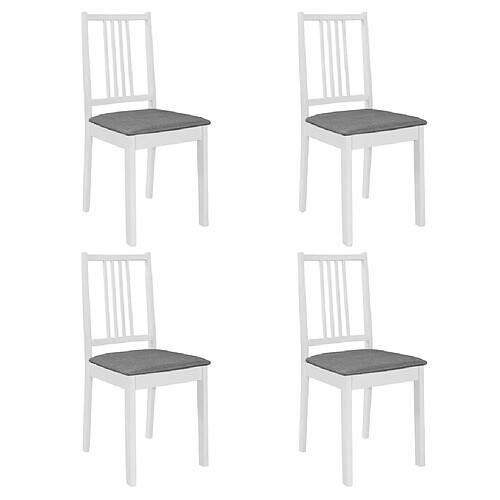 vidaXL Chaises à manger avec coussins lot de 4 blanc bois solide