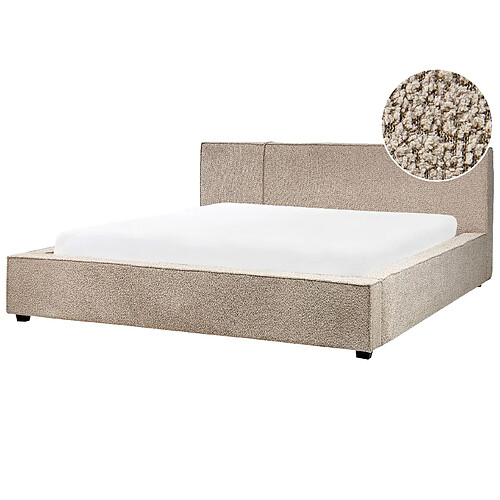 Beliani Lit double en bouclé 180 x 200 cm taupe MIRANDE