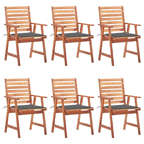 vidaXL Chaises à manger d'extérieur lot de 6 et coussins Acacia massif