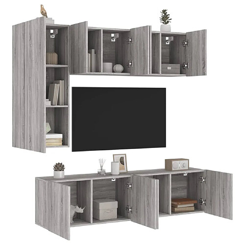 vidaXL Unités murales TV 5 pcs sonoma gris bois d'ingénierie