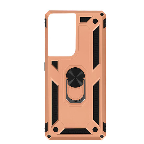 Avizar Coque Samsung Galaxy S21 Ultra Antichoc Bi-matière Bague Support Vidéo rose gold