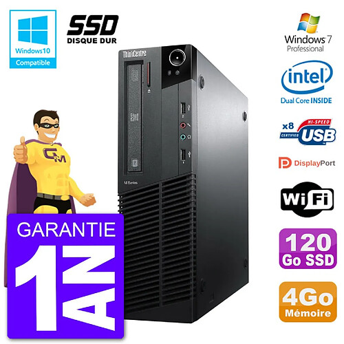 PC Lenovo ThinkCentre M82 SFF G640 RAM 4Go SSD 120Go Graveur DVD Wifi W7 · Occasion