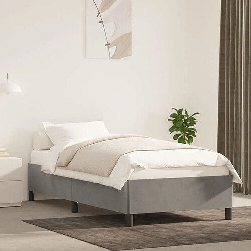 Maison Chic Lit adulte - Lit simple Cadre de lit,Structure du lit Contemporain Gris clair 90x200 cm Velours -MN94207