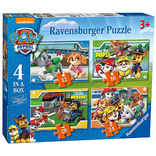 Ravensburger Boîte de 4 Puzzles Pat’Patrouille (12, 16, 20 et 24 pièces)