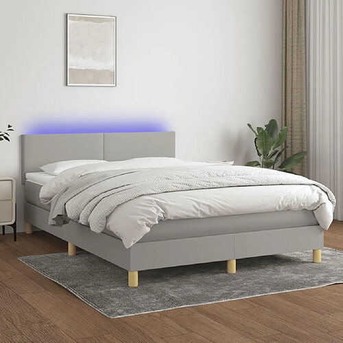 Sommier à lattes,Cadre à lattes de lit et matelas et LED pour Adulte Gris clair 140x200 cm -MN78711