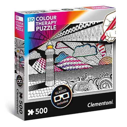 Clementoni Puzzle 500 pièces 3D : Colour Therapy puzzle : Phare