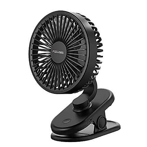 Ventilateur de Bureau USB, Focalise le Ventilateur Clip Rechargeable USB 3000 mAh , 3 Vitesses et 270? Faites pivoter le ventilateur portable USB pour le chariot de golf de camping-car extérieur de Bureau à domicile ou la salle de sport